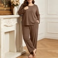 thumbnail image 4 of NominalSnug Plus Size Pajamas for Women Set Ribbed Knit Pjs Womens 2 Piece Long Sleeve Pajama Sets with Pockets Sleepwear, 4 of 8