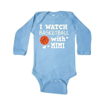 

Inktastic I Watch Basketball with Mimi Gift Baby Boy Long Sleeve Bodysuit