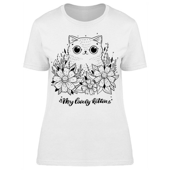 My Lovely Kitten Eyes Sketch  T-Shirt Women -Image by Shutterstock, Female 3X-Large