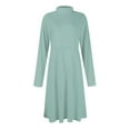 thumbnail image 7 of Women's Casual Fashion High Neck Long Sleeve Solid Color Midi Dress, Fall and Winter Elegant Dress for Everyday Wear, Comfortable and Versatile Styling,Light Blue,M, 7 of 7