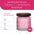 thumbnail image 3 of Just Cook Pink Textured Glass Canister Storage Containers with Acacia Lids, 500 ml, 2 Pack, 3 of 7