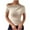 Beige, variant on Oplxuo Off Shoulder Tops for Women Dressy Blouse Casual Short/Long Sleeve Ruched Asymmetrical Business Work Shirts