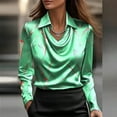 thumbnail image 2 of Uootdi Women's Satin Blouses Elegant Long Sleeve Shirts Vintage Satin Blouse Casual Dressy Business Tops, 2 of 7
