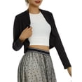thumbnail image 2 of Women's Kimono Cardigan Lightweight Long Sleeve Open Front Cropped Jacket Draped Ruffle Short Shrugs, 2 of 9