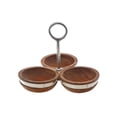 thumbnail image 1 of IH Casa Decor Natural Acacia Wood With Hammered Nickel 3 Section Server, 1 of 5