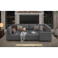 thumbnail image 3 of Faux Leather Modular Sectional Couches for Living Room, Modular Convertible 8 Seat U-Shaped Sofa with Storage & Ottoman, 118 inch Width, Grey, 3 of 9