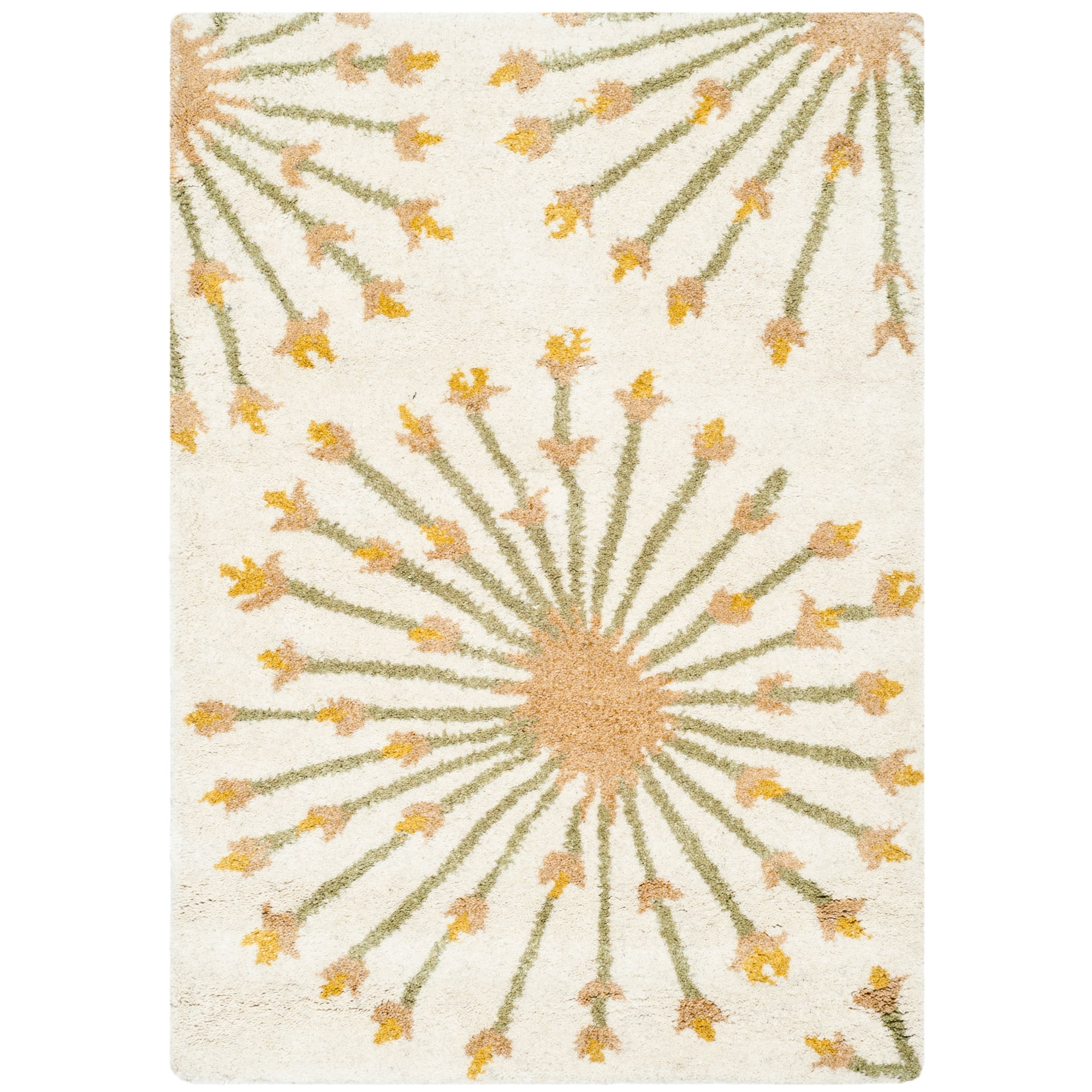SAFAVIEH Bella Owen Fire Burst Wool Area Rug, Beige/Gold, 2' x 3'