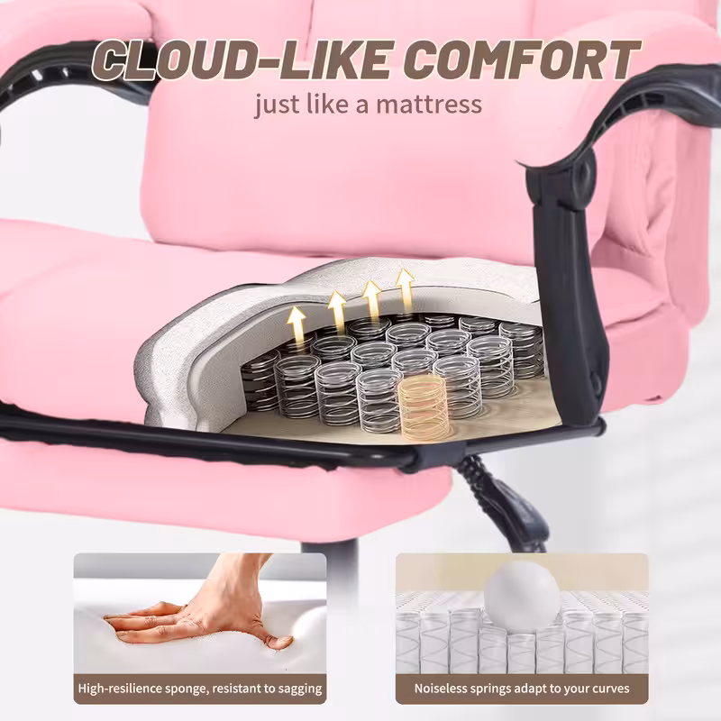Qusaphy Heavy Duty 600 LBS Executive Office Chair, Breathable Fabric Big and Tall Computer Chair with Memory Foam Spring Cushion, 155° Recline Ergonomic Desk Chair with Lumbar Support