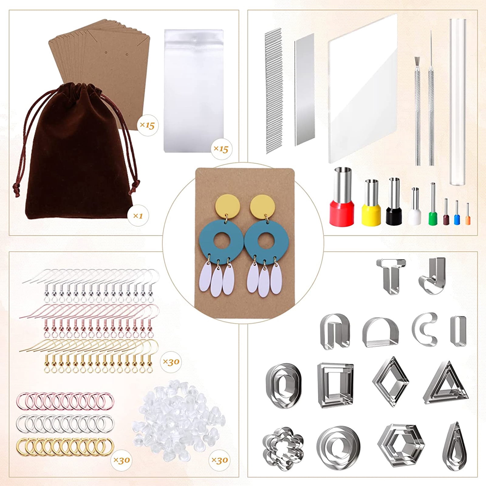 165pcs Polymer Clay Cutters Set Clay Earring Cutters Kit with Polymer Clay Tools Earrings Accessories for Earring Making