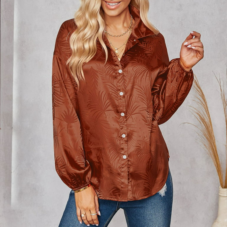 Casual Tops for Women'ss Fall Fashion Trendy Loose Tunic Button