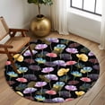 thumbnail image 2 of Round Rug 5Ft Washable Non-Slip, Spring Flowers Circle Area Rugs for Living Room Bedroom, Watercolor Floral Vintage Black Indoor Floor Mats Carpet Runner for Home Decor Aesthetic, 2 of 8
