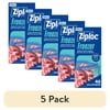 (5 pack) Ziploc Brand Freezer Food Storage Bags, School Supplies, Grip 'n Seal Technology, Zipper, Gallon, 40 Count