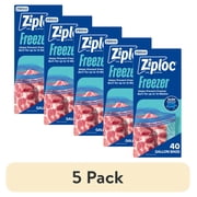 (5 pack) Ziploc Brand Freezer Food Storage Bags, School Supplies, Grip 'n Seal Technology, Zipper, Gallon, 40 Count