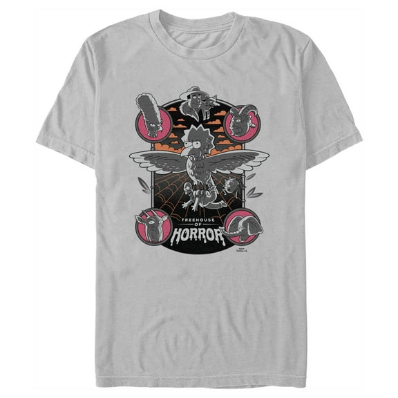 Men's The Simpsons Treehouse of Horror Bird Lisa Graphic Tee Silver Small