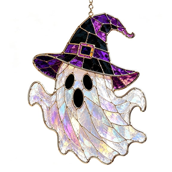 Halloween Acrylic Stained Glass Style Suncatcher, Hanging Ornament Pendant, Spooky Window Decor for Indoor Outdoor Home Decoration