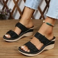 thumbnail image 5 of LOVZFMLL Platform Wedge Sandals For Women with Arch Support Two Band Floral Summer Casual Slides Open Toe Slip On Slippers Black 5.5, 5 of 6