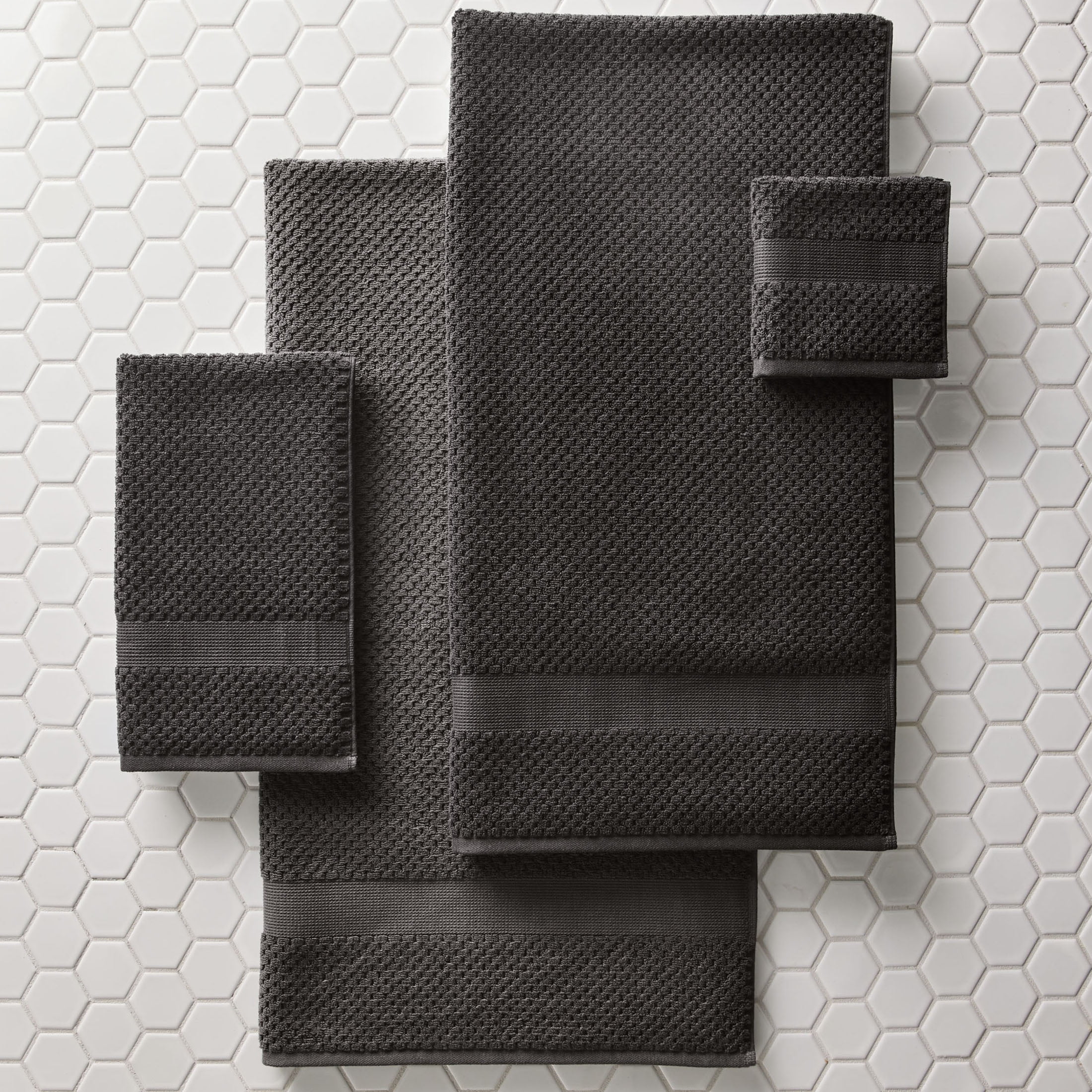 Better Homes & Gardens Signature Soft Cotton Popcorn Textured Bath Sheet, Grey Shadow