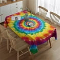 thumbnail image 2 of Rainbow Tie Dye Concentric Circles Rectangle Tablecloth 60"x84",Waterproof Polyester Rectangle Table Cloth, Wipeable Spillproof Polyester Tablecloth for Dining, Camping, Indoor and Outdoor, 2 of 5