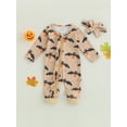 thumbnail image 2 of Wassery Baby Girl Boy Jumpsuiys Infant Halloween Romper Newborn Fall Outfit Long Sleeve Pumpkin Bat Print Full Zip Bodysuits 0-18 Months, 2 of 9