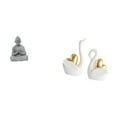 thumbnail image 1 of Conjunto de esculturas de armonía de cisne y elegante mono Buda y elegantes figuras de cisne para una decoración tranquila del hogar y el jardín., 1 of 8