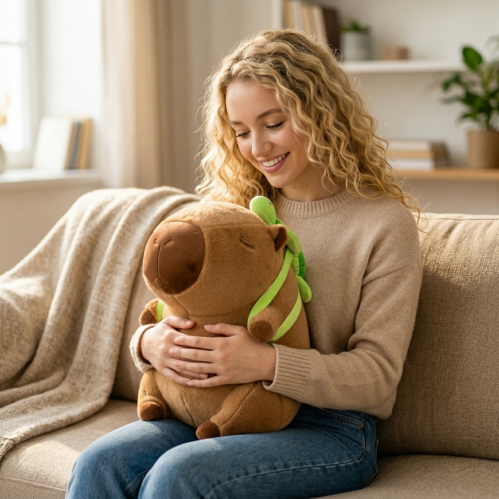 Capybara Plush Toy, 17.6Inch Cuddly Soft Huggable Stuffed Animals Plush Pillows, Gifts for Teens Women & Fans