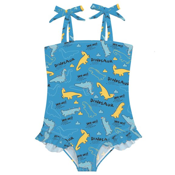 joogoo Girls Swimsuit with Cartoon Dinosaurs Blue Print One-Piece Swimwear Bathing Suit 2 Years