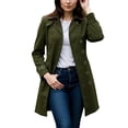 thumbnail image 3 of Women's Notch Lapel Double Breasted Trench Coat Classic Mid Length Outerwear Jacket Coat With Cuff Buckles Long Sleeve Solid Color Casual Daily Wear Work Office Travel | CSEONE,Army Green L, 3 of 9