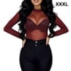 thumbnail image 2 of Camisa de la base de la mujer Sexy manga larga ver a través de la camiseta transparente de la dama ocasional camiseta Cuello redondo Club de fiesta Club femenino Tops Spring Wine Red XXXL Speravity AP008921-12, 2 of 7