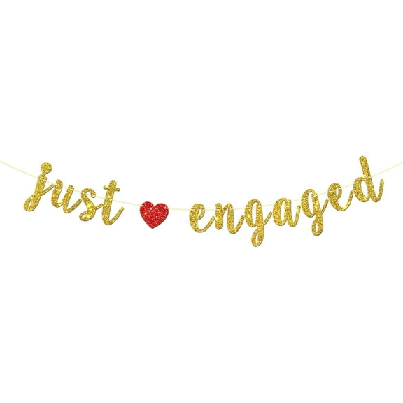 Just Engaged Banner, He Asked She Said Yes, Bride to Be Engagement Bachelorette Bridal Shower Party Hanging Sign Decorations Supplies