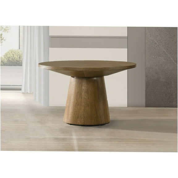 JERFIT 29 Inch Round Coffee Table with Pedestal Base, Modern Walnut Sofa Table for Living Room, Sturdy MDF and Rubber Wood Design