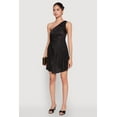 thumbnail image 3 of Womens Plisse One Shoulder Drawstring Keyhole Mini Dress, 3 of 4