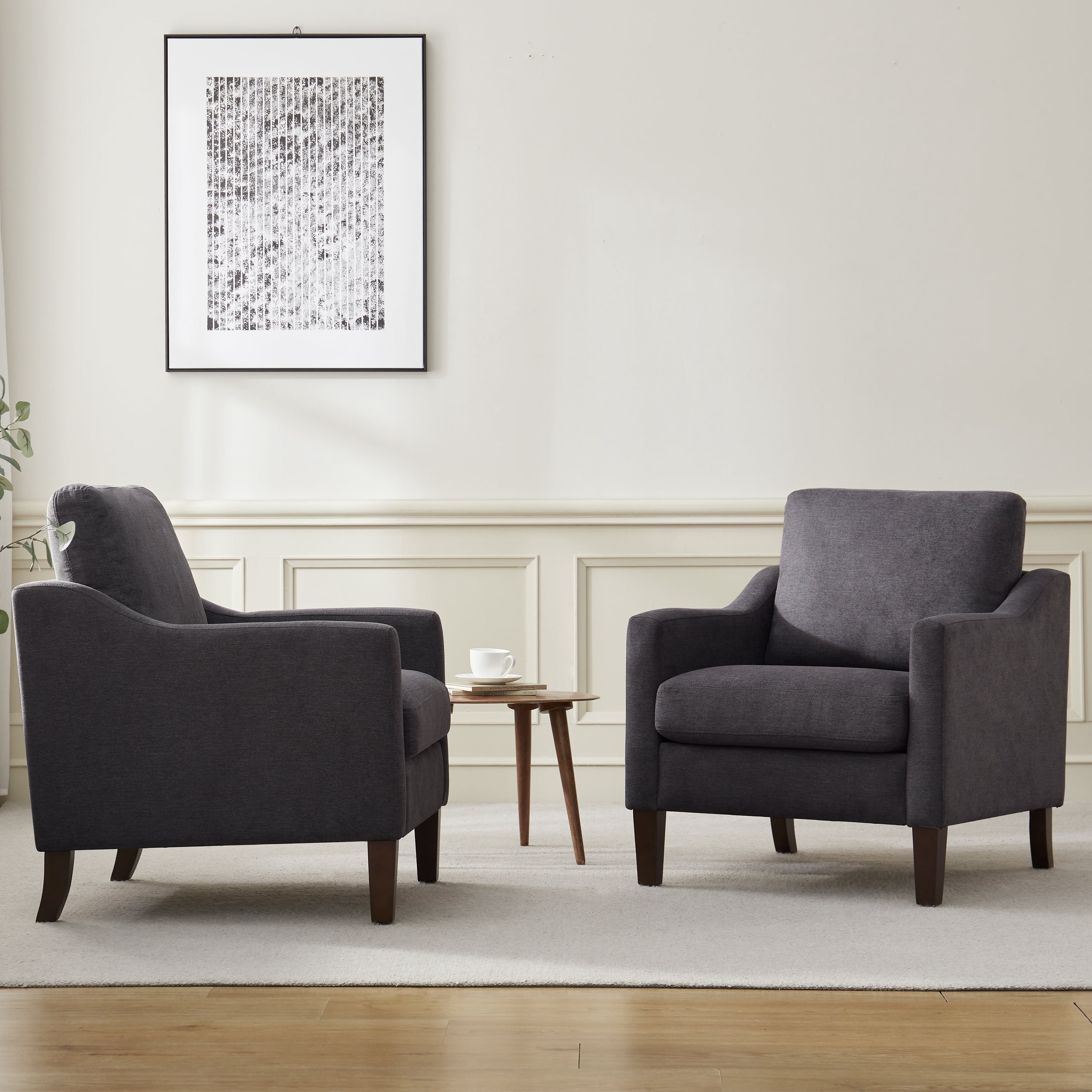 Vknow Furniture Mid Century Modern Upholstered Accent Chair for Living Room and Bedroom,Gray