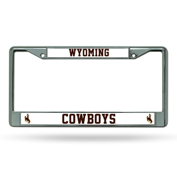 University of Wyoming - 12" x 6" Standard Size - Chrome Metal License Plate Frame