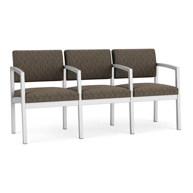 Fauteuil de Réception en Acier Lenox pour Salle d'Attente 3 Places / Acier Argenté / Brun