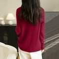 thumbnail image 4 of WTOBBY Women's Fashion Knit Round Neck Pullover Base Layer Sweater, Solid Color Long Sleeve Top for Layering and Casual Wear, Versatile and Stylish,Wine M, 4 of 4