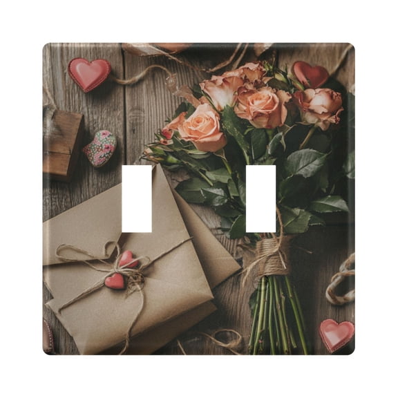 WOBOGO Pink Rose 2-hole Switch Plates PC Flame Retardant Plastic Material Glossy Finish Smooth Touch 4.56x4.48x0.27in