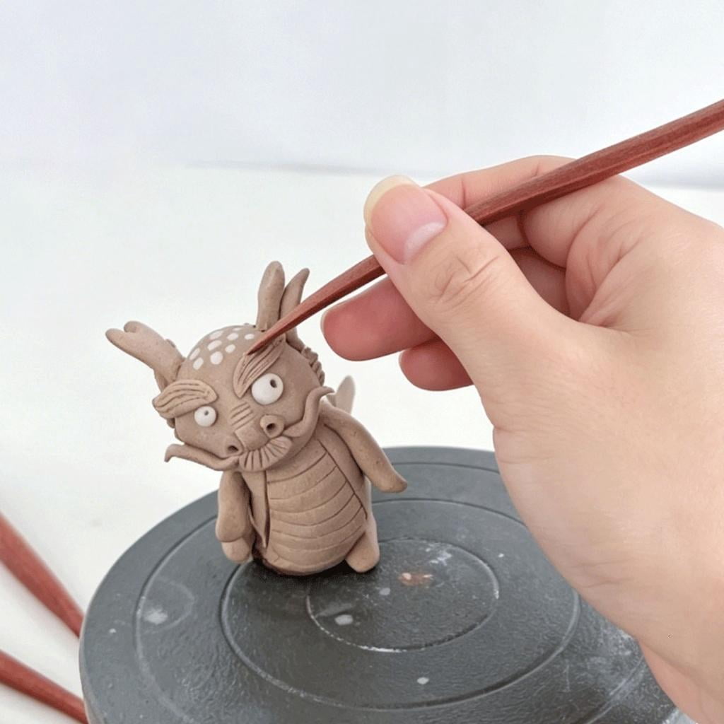 Giaone 7Pcs Professional Pottery Sculpting Tool Wooden Clay Modeling Tool Set For Ceramic Clay Carving Engraving Polishing