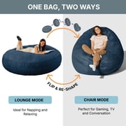 Jaxx 6-Foot Giant Bean Bag Chair, Convertible 2-in-1 Chair & Bed for Adults, Microsuede Navy