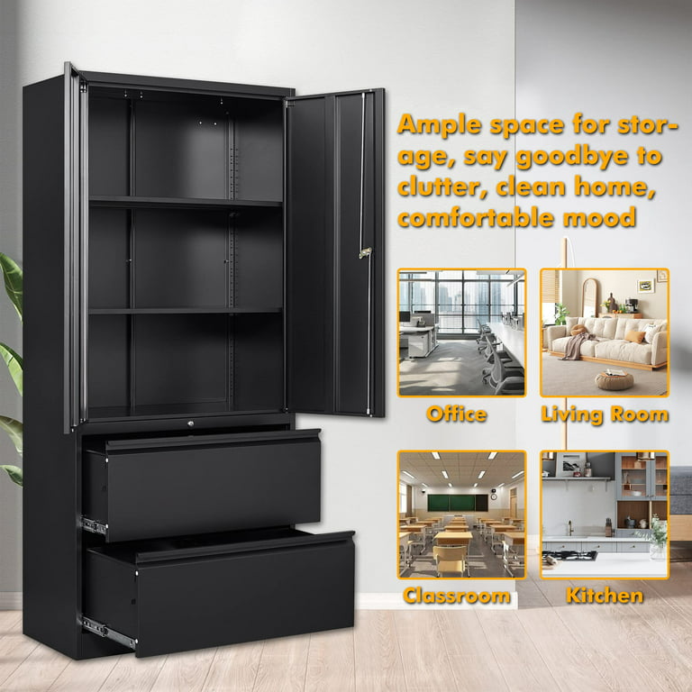 2 Drawer Lateral File Cabinet Metal Storage With Drawers Locking Shelves Cabinets For Letter Legal F4 A4 Size Files Com