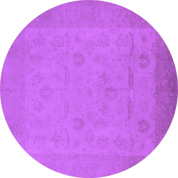 Ahgly Company Indoor Round Oriental Purple Traditional Area Rugs, 3' Round