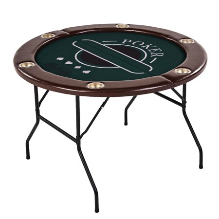 Barrington Billiards 6 Player Folding Round Card Table Casino Style 46 Inch Poker Table with Padded Rails, Cup Holders, and Poker Chips and Cards