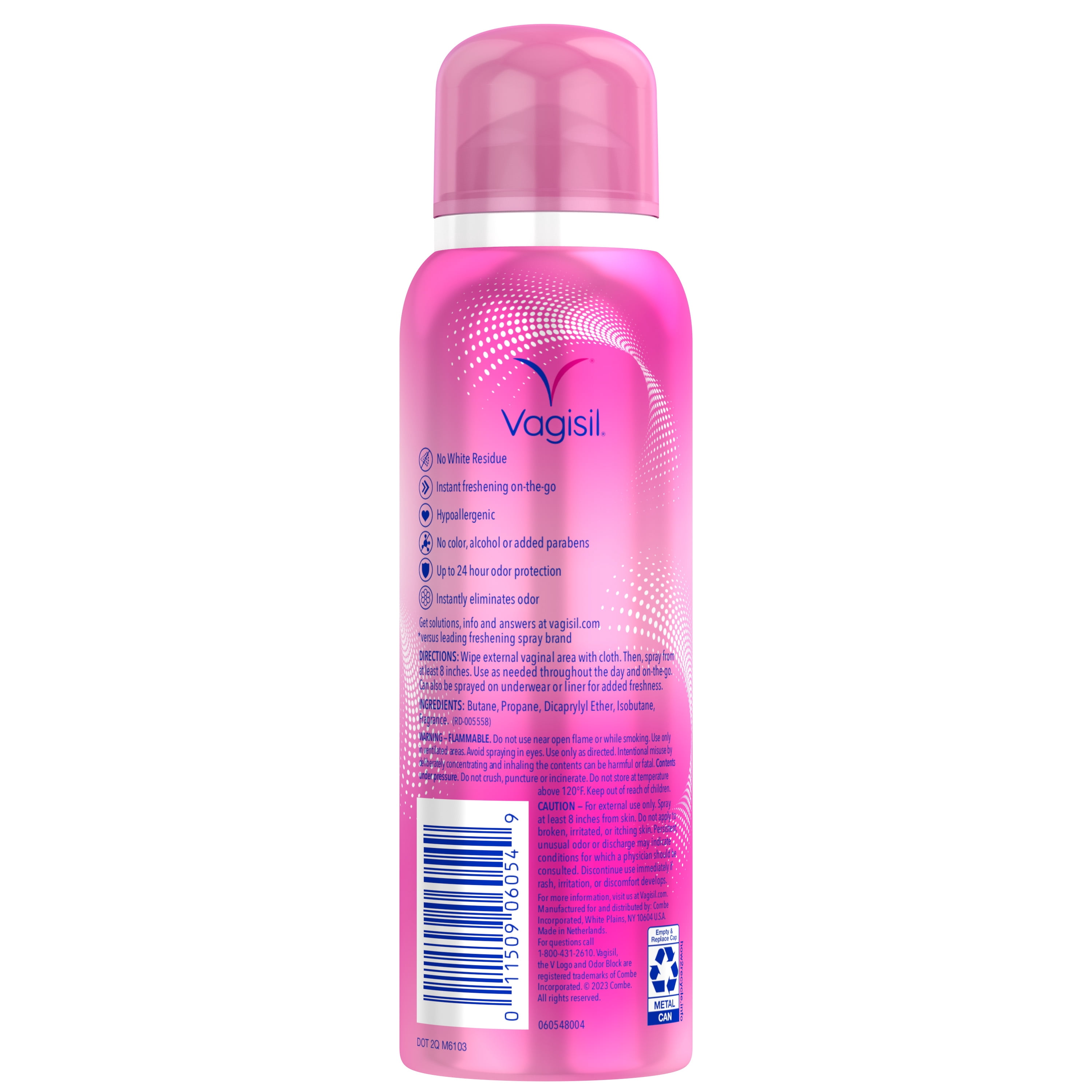 (3 pack) Vagisil Odor Block Freshening Spray for Feminine Hygiene, Gynecologist Tested, Hypoallergenic, 2.6 oz