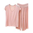 thumbnail image 3 of Modal Pajamas for Women Super Soft Pajama Sets Cooling Short Sleeve Top Capri Pants Pjs Breathable, Moisture-Wicking Sleepwear Summer Pjs Comfy Lounge Set Summer Fall Outfit, 3 of 7