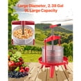 thumbnail image 2 of KFFKFF 2.38 Gal/9L Fruit Wine Press, Stainless Steel Basket with Cross-beam and Triangular Structure, Manual Juice Maker, Cider Apple Grape Tincture Making Press with T-Handle for Kitchen Home, 2 of 9