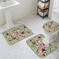 thumbnail image 3 of Colorful Flowers Square Bathroom Rugs Set Spring Vintage Watercolor Floral Leaves Green Non Slip Absorbent Bath Mats 3 Piece Set with Bathroom Rug, U-Shaped Floor Mat, Toilet Seat Cover Large Size, 3 of 9