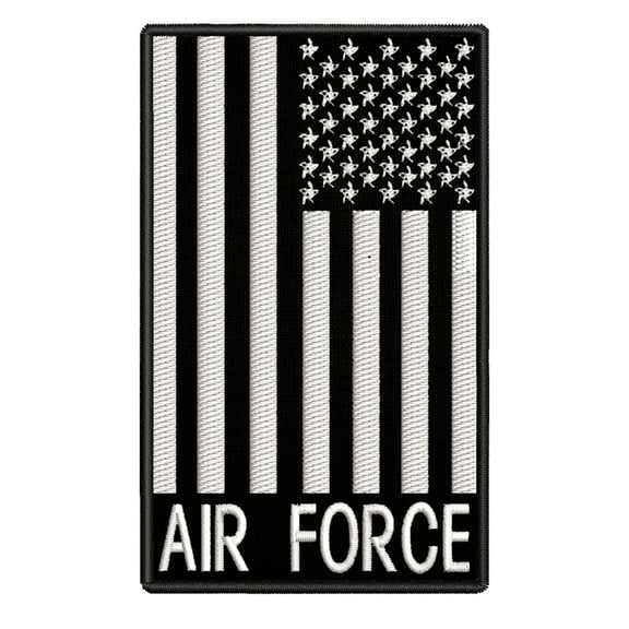 Airforce Black and White US Flag Embroidered DIY Iron on or Sew-on Decorative Patch Badge Emblem Appliques 2A Military Tactical Series