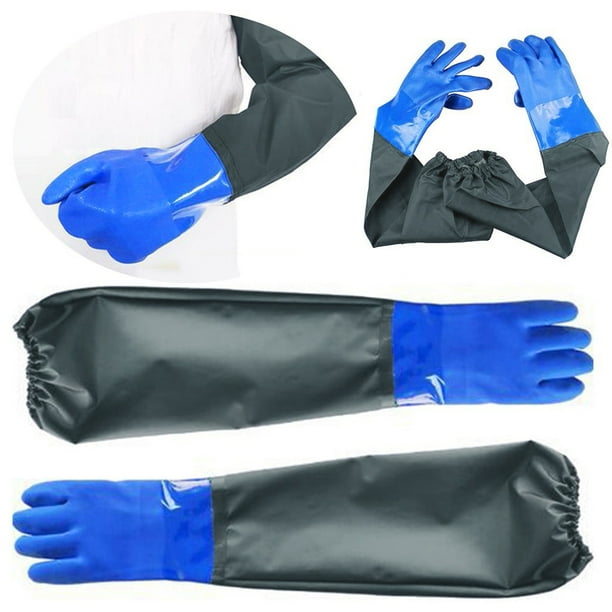 FAMTKT 2 pc Long Waterproof Rubber Gloves, Pond Gloves, Shoulder Length
