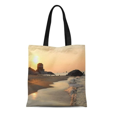 Best Shopping In Virginia Beach SIDONKU Canvas Tote Bag Beautiful Sunset at Fort in Virginia Beach Water Waves Reusable Handbag Shoulder Grocery Shopping Bags ()
