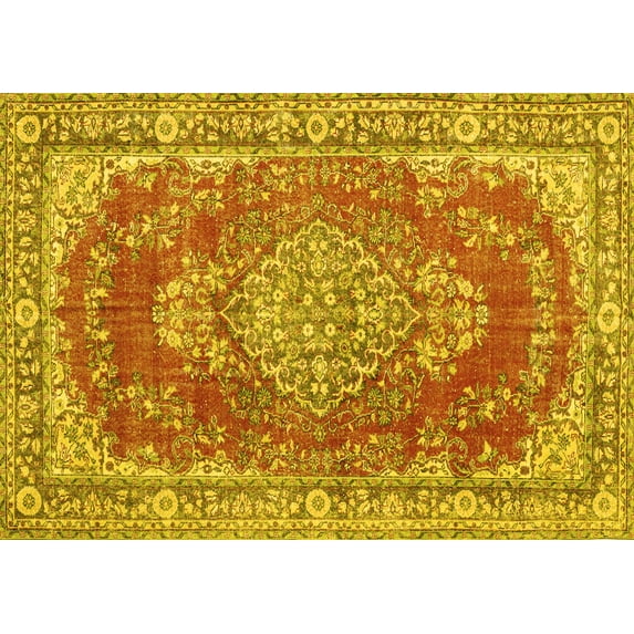 Ahgly Company Indoor Rectangle Persian Yellow Traditional Area Rugs, 6' x 9'