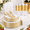 Round Gold-25 Guests, variant on Pumpkin 25 Guests Thanksgiving Disposable Plastic Dinnerware Party Set